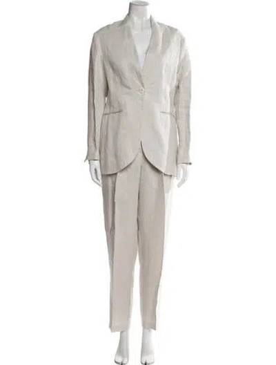 Pre-owned Iris & Ink Linen Pant Set W/ Tags In Neutral
