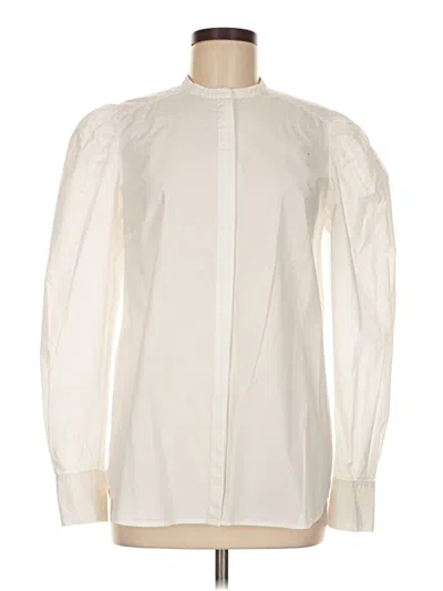 Pre-owned Iris & Ink Long Sleeve Blouse In White