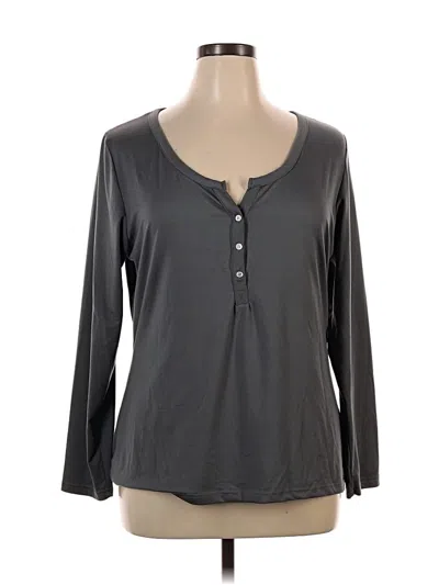 Pre-owned Iris & Ink Long Sleeve Henley Shirt In Gray