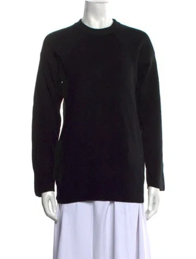 Pre-owned Iris & Ink Merino Wool Crew Neck Sweater In Black