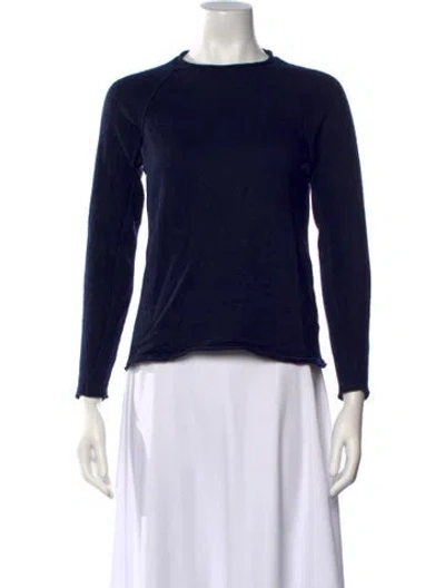 Pre-owned Iris & Ink Merino Wool Crew Neck Sweater In Blue