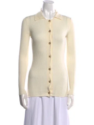 Pre-owned Iris & Ink Merino Wool Crew Neck Sweater In Neutral