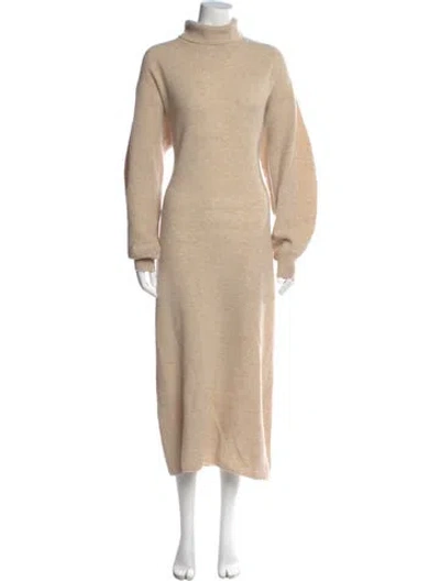 Pre-owned Iris & Ink Merino Wool Long Dress In Neutral