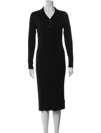 Pre-owned Iris & Ink Merino Wool Midi Length Dress W/ Tags In Black