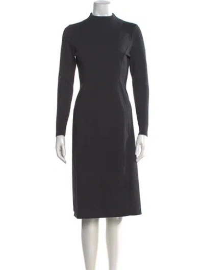 Pre-owned Iris & Ink Mock Neck Midi Length Dress In Gray