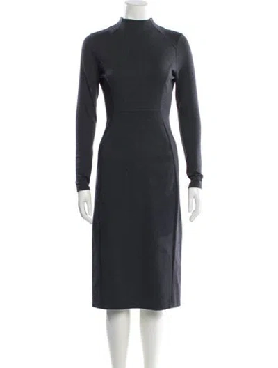 Pre-owned Iris & Ink Mock Neck Midi Length Dress In Gray