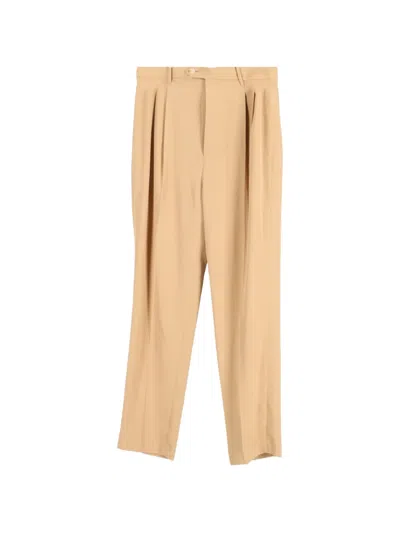 Pre-owned Iris & Ink Pleated Trousers In Neutral