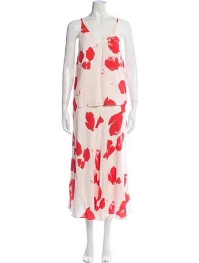 Pre-owned Iris & Ink Printed Skirt Set In Red