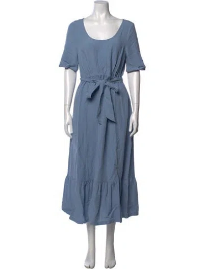 Pre-owned Iris & Ink Scoop Neck Long Dress In Blue