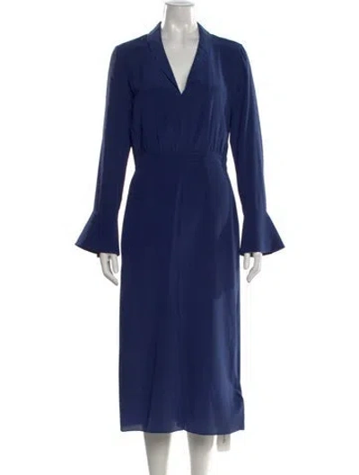 Pre-owned Iris & Ink Silk Midi Length Dress In Blue