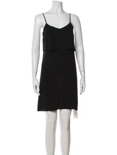Pre-owned Iris & Ink Silk Mini Dress In Black
