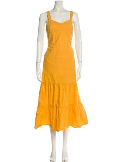 Pre-owned Iris & Ink Square Neckline Long Dress In Yellow