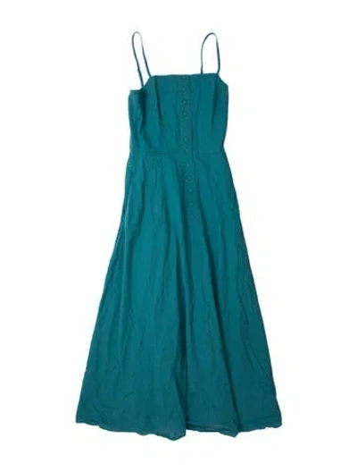 Pre-owned Iris & Ink Square Neckline Midi Length Dress In Blue