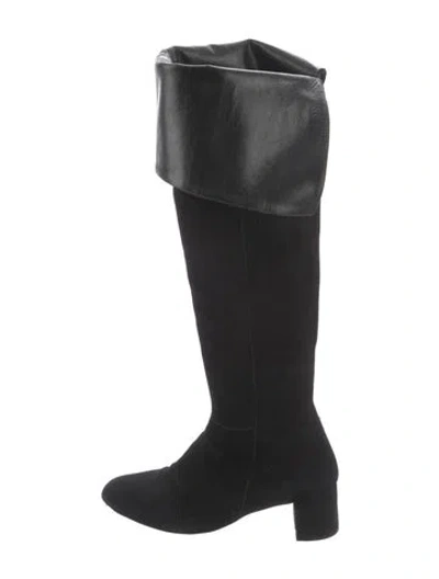 Pre-owned Iris & Ink Suede Boots In Black