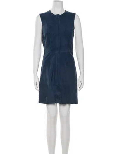 Pre-owned Iris & Ink Suede Mini Dress In Blue