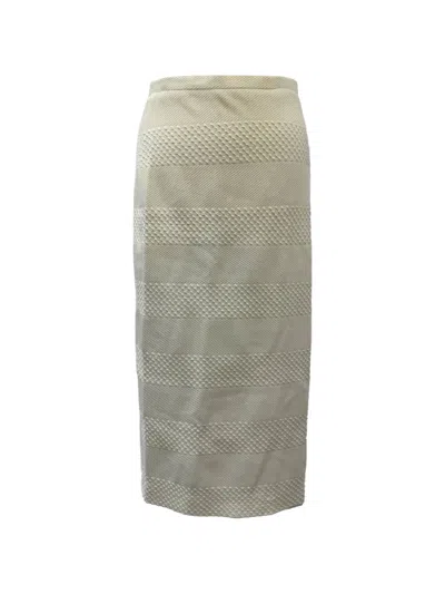 Pre-owned Iris & Ink Textured Midi Skirt In Neutral