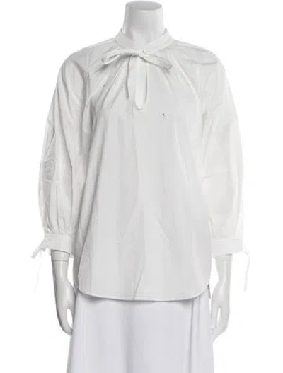 Pre-owned Iris & Ink Three-quarter Sleeve Button-up Top W/ Tags In White