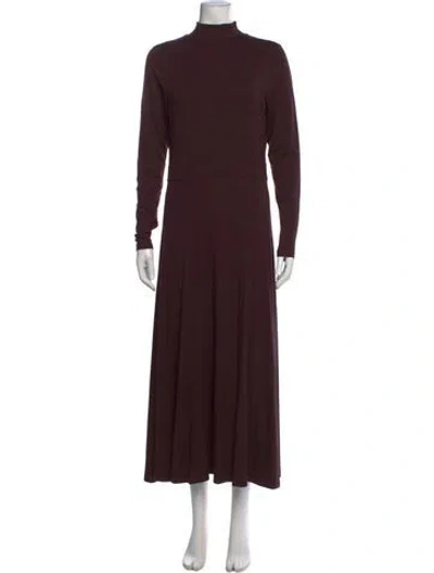 Pre-owned Iris & Ink Turtleneck Long Dress In Brown/burgundy