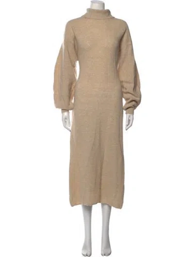 Pre-owned Iris & Ink Turtleneck Long Dress In Neutrals