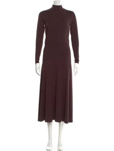 Pre-owned Iris & Ink Turtleneck Long Dress In Red