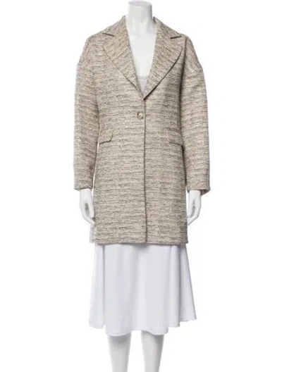 Pre-owned Iris & Ink Tweed Pattern Blazer In Neutral