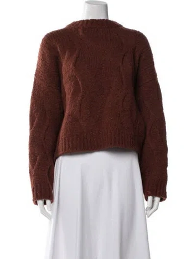 Pre-owned Iris & Ink Virgin Wool Crew Neck Sweater In Brown