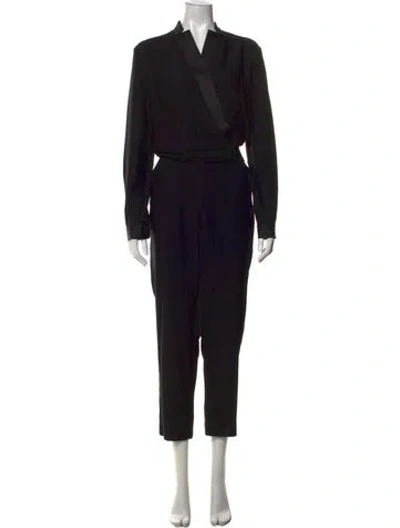 Pre-owned Iris & Ink V-neck Jumpsuit W/ Tags In Black