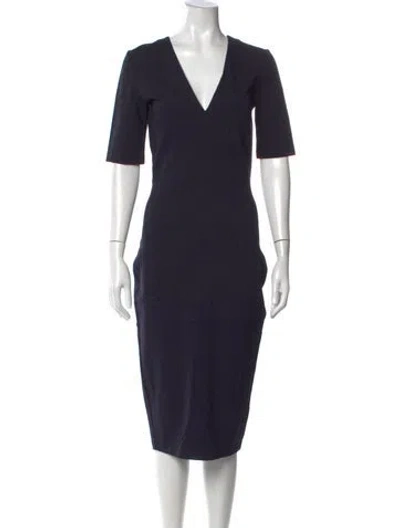 Pre-owned Iris & Ink V-neck Knee-length Dress W/ Tags In Black