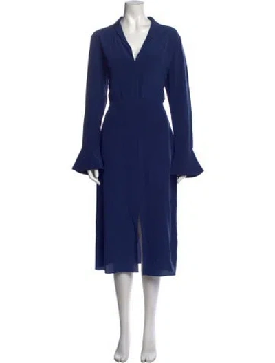 Pre-owned Iris & Ink V-neck Long Dress In Blue
