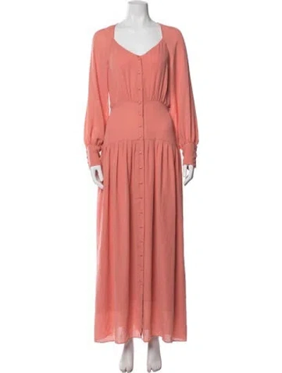 Pre-owned Iris & Ink V-neck Long Dress In Pink