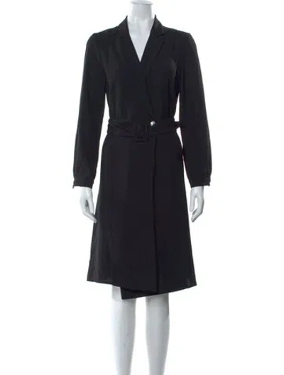 Pre-owned Iris & Ink V-neck Midi Length Dress In Black