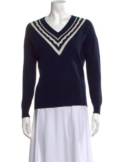 Pre-owned Iris & Ink V-neck Sweater In Blue