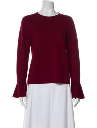 Pre-owned Iris & Ink Wool Crew Neck Sweater In Burgundy