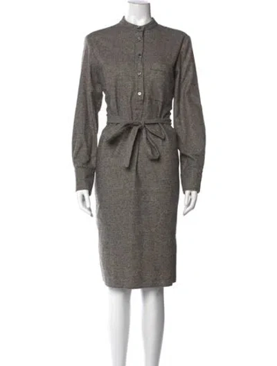Pre-owned Iris & Ink Wool Knee-length Dress In Gray