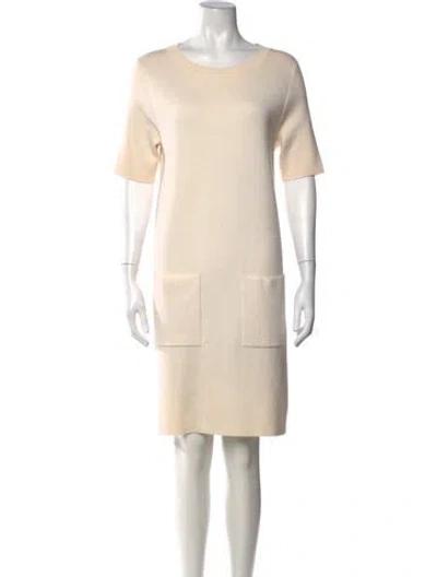 Pre-owned Iris & Ink Wool Knee-length Dress In Neutrals