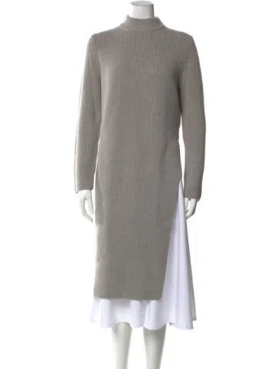 Pre-owned Iris & Ink Wool Mock Neck Sweater In Gray