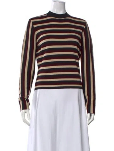 Pre-owned Iris & Ink Wool Striped Sweater In Neutral