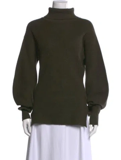 Pre-owned Iris & Ink Wool Turtleneck Sweater In Green