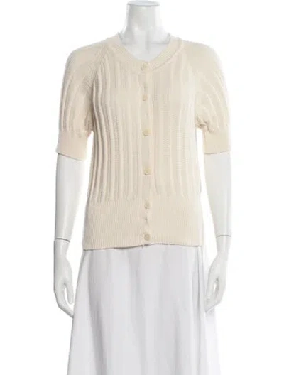 Pre-owned Iris & Ink Wool V-neck Sweater In Neutrals