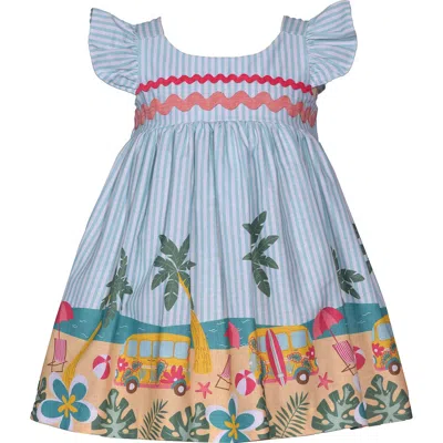 Iris & Ivy Babies'  Beach Border Scenic Dress In Blue