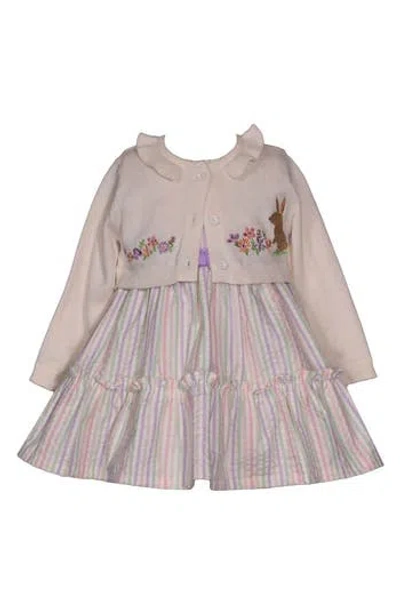 Iris & Ivy Babies'  Bunny Dress & Cardigan Set In Multi