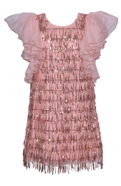 Iris & Ivy Kids'  Dangling Sequin Shift Party Dress In Rose