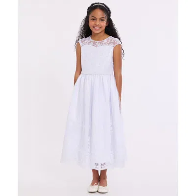 Iris & Ivy Kids'  Embroidered Cap Sleeve Communion Dress In White