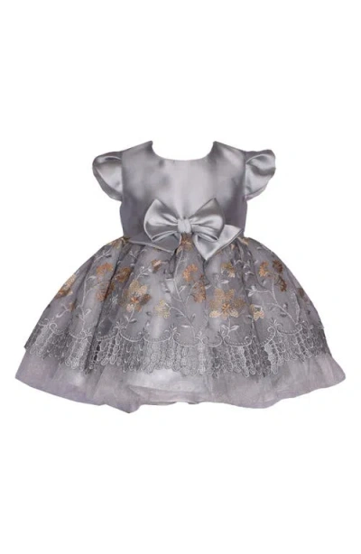 Iris & Ivy Babies'  Embroidered Tulle & Mikado Ballerina Dress In Silver