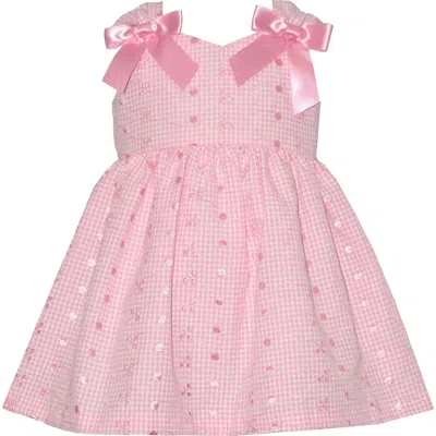 Iris & Ivy Babies'  Eyelet Bow Shoulder Dress In Pink