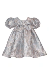 Iris & Ivy Floral Metallic Jacquard Party Dress In Gray