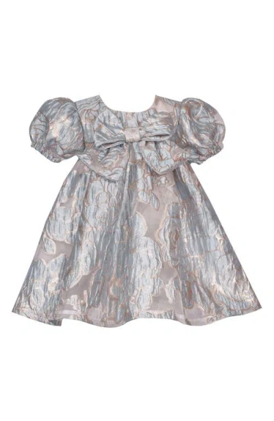 Iris & Ivy Babies'  Floral Metallic Jacquard Party Dress In Gray