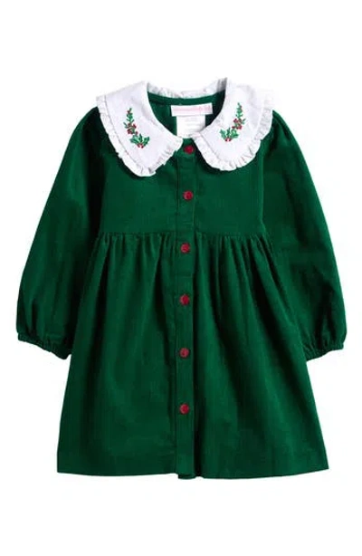 Iris & Ivy Babies'  Holly Peter Pan Collar Corduroy Dress In Green