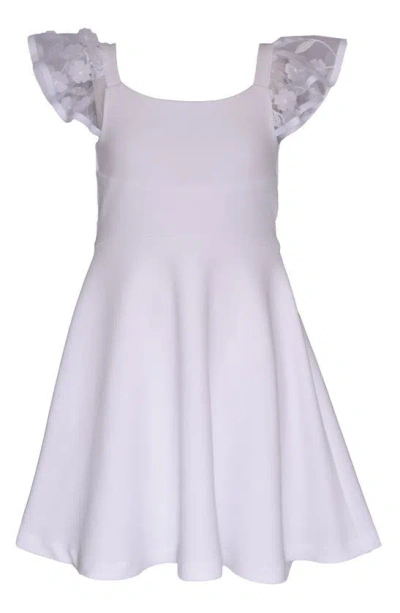 Iris & Ivy Kids' 3d Floral Cap Sleeve Skater Dress In White