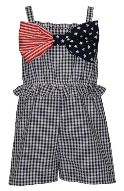 Iris & Ivy Kids' Americana Bow Romper In Black